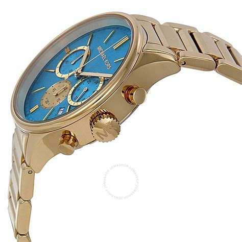 michael kors horn chronograph watch|Michael Kors turquoise face watch.